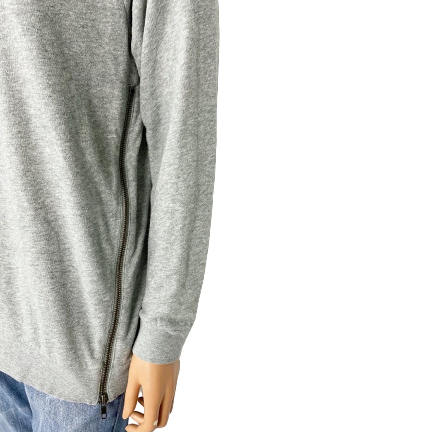 LEITH gray sweatshirt long TOP size XS extra small shoulder side zipper details