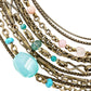 Stephen Dweck multi-12 strand pink & blue Beaded Statement Necklace bronze metal