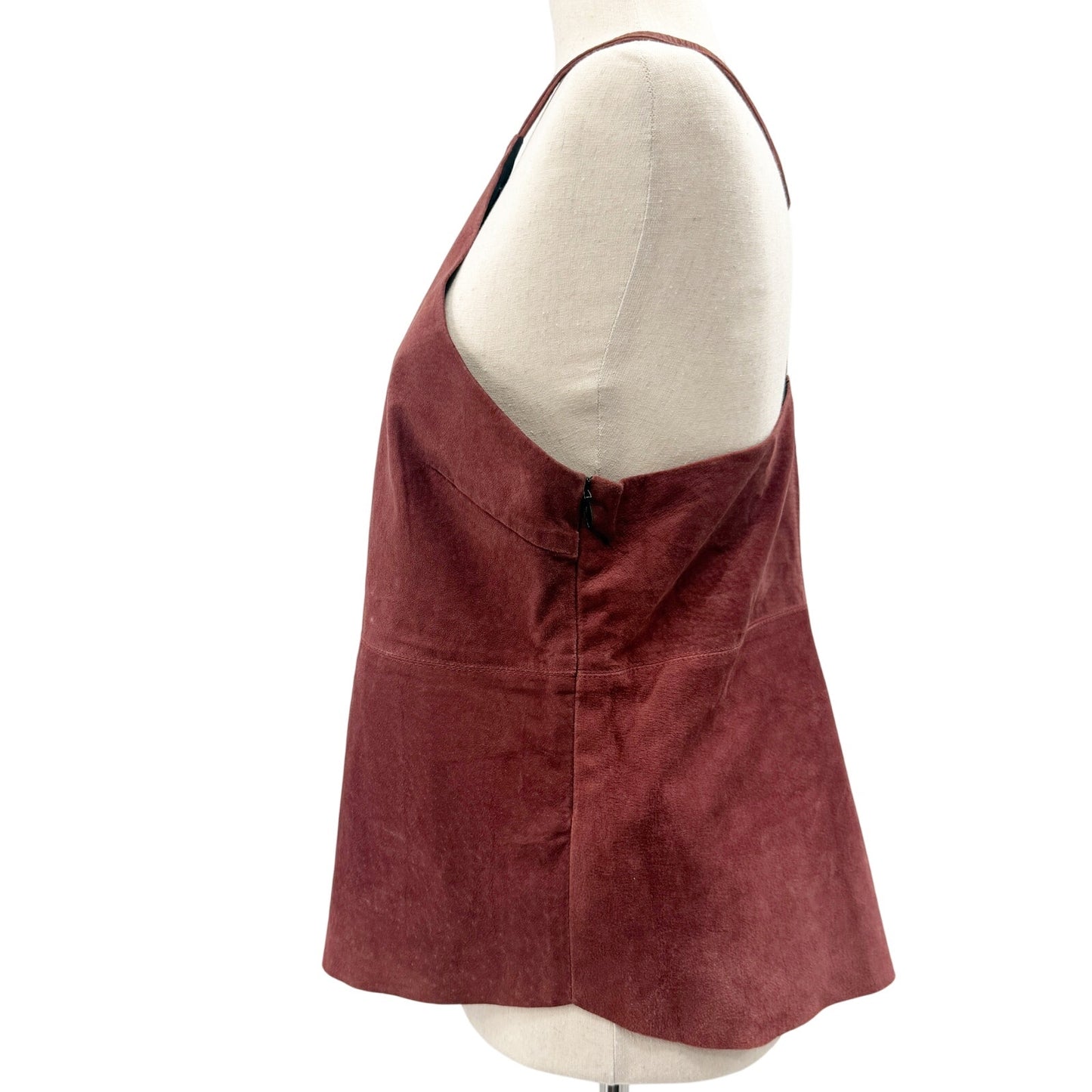 Townsen burgundy brown Suede Leather Halter lined Top women's LARGE high neck