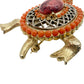 vintage orange gold pink Turtle BROOCH costume jewelry pin green rhinestone eyes