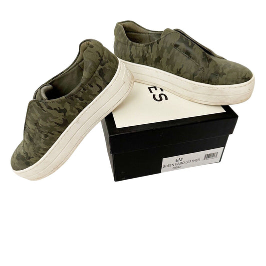 J/Slides NYC green camo leather Heidi platform sneakers shoes size 6