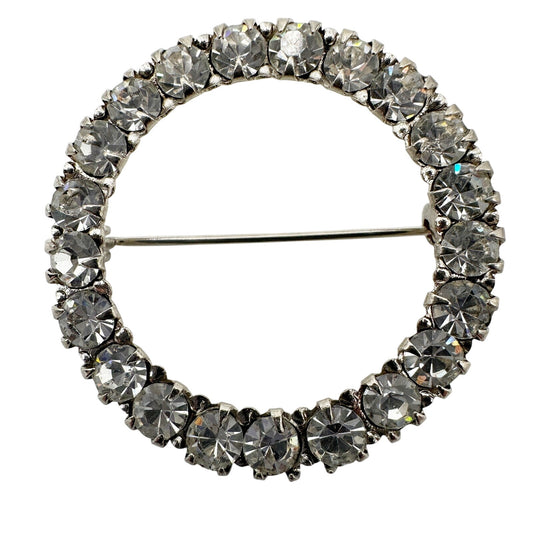 vintage circle of rhinestones BROOCH round jewelry pin