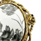 vintage black floral roses BROOCH gold white pendant jewelry pin