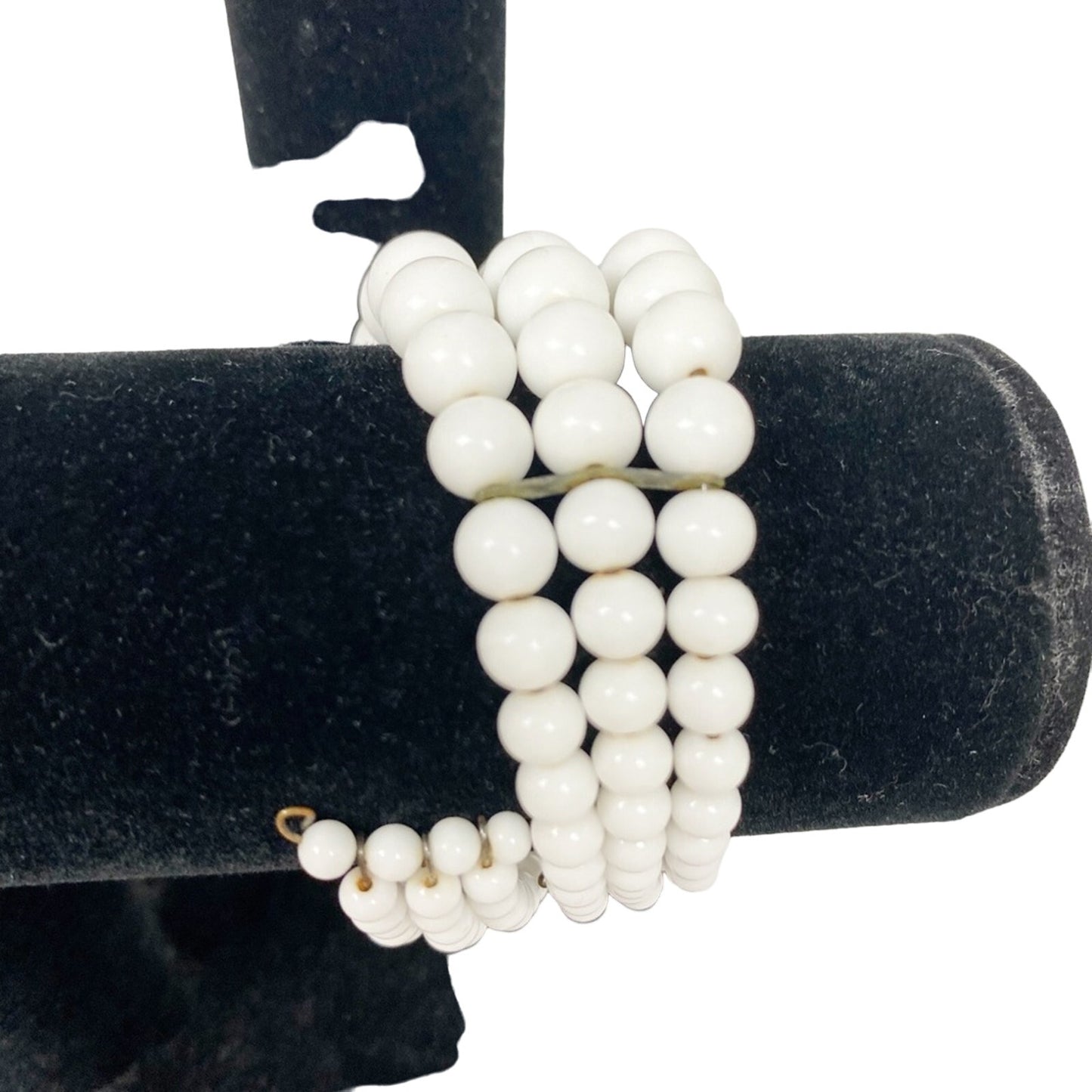 beaded white stretch BRACELET vintage costume jewelry