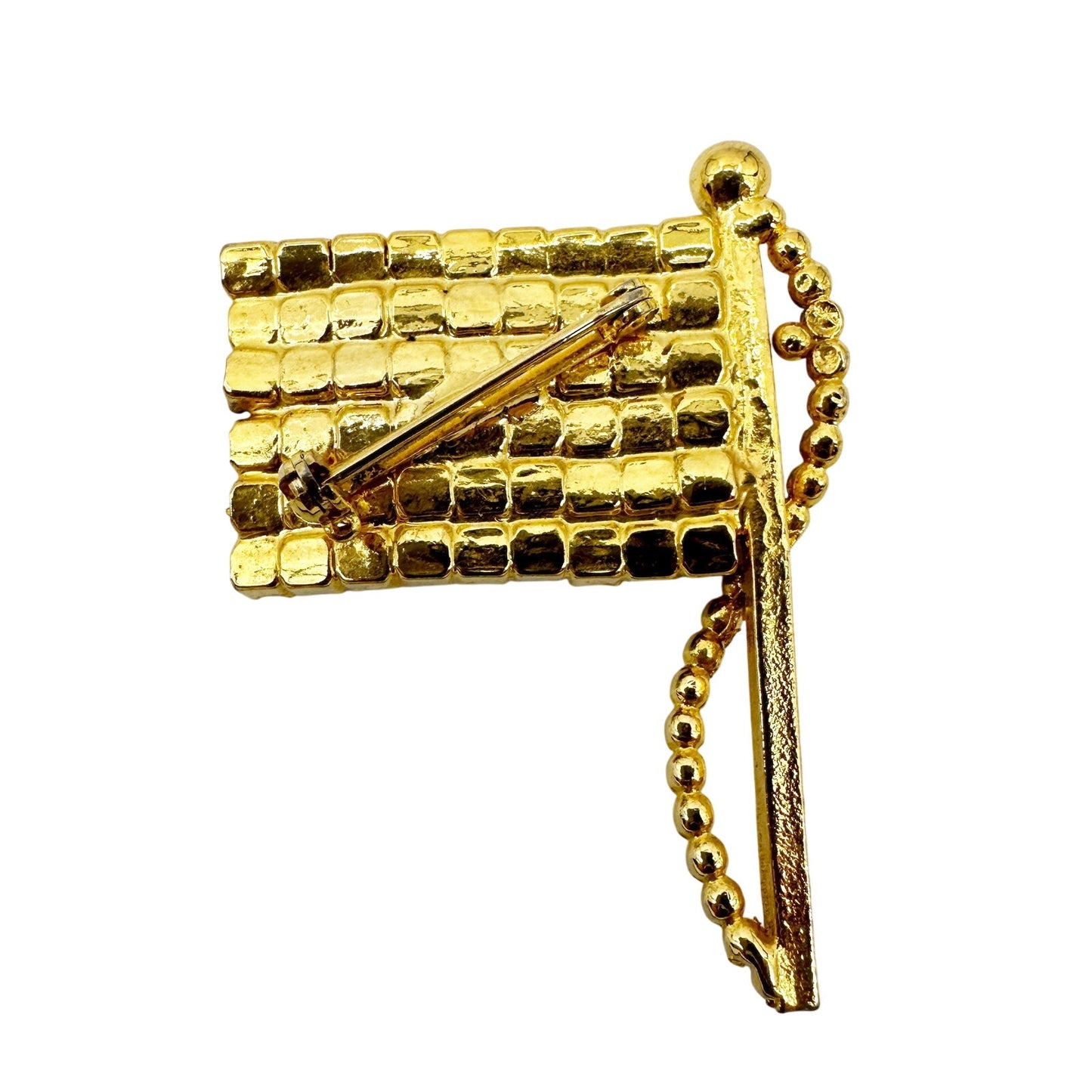 vintage American Flag rhinestone BROOCH patriotic jewelry pin red blue gold