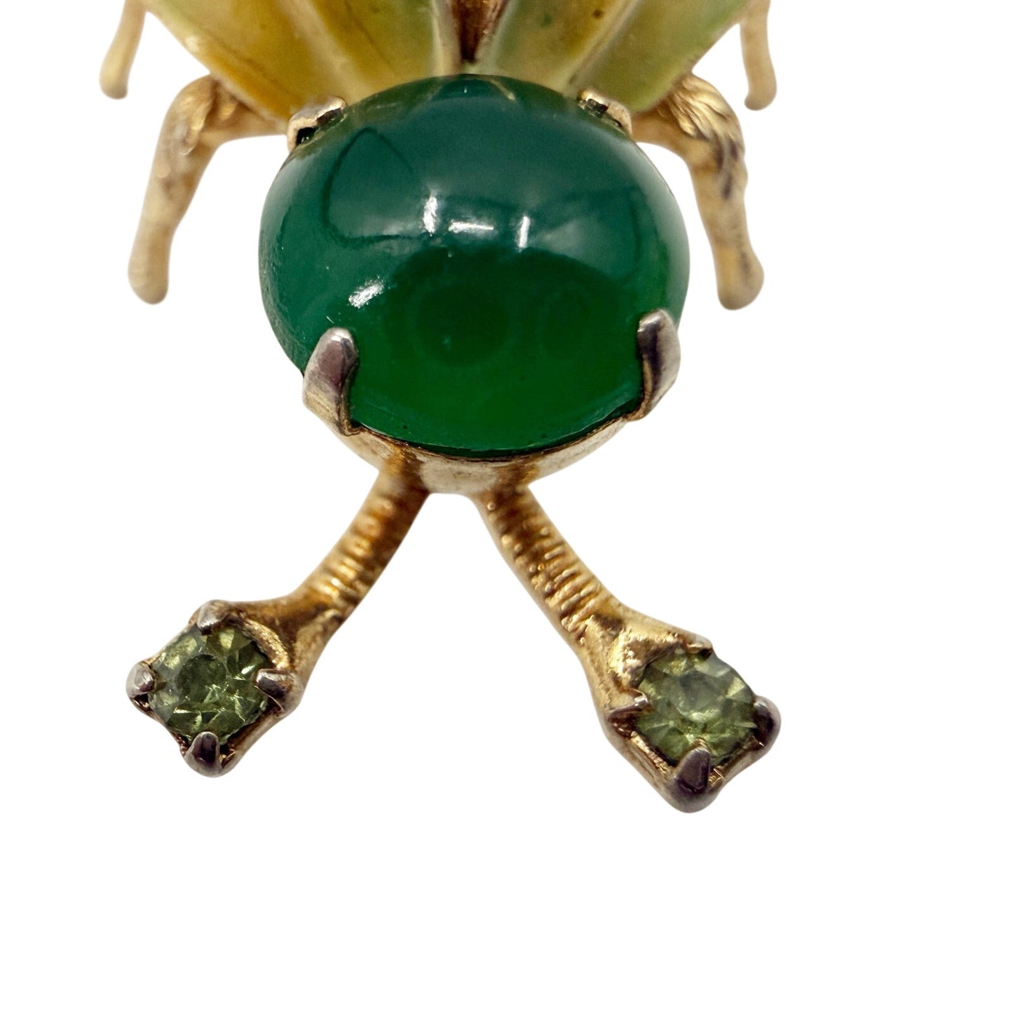 vintage Warner green & gold Bug BROOCH insect costume jewelry pin rhinestones