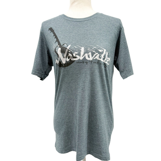heather blue Nashville souvenir tee T-Shirt women's SMALL top guitar Honky Tonk