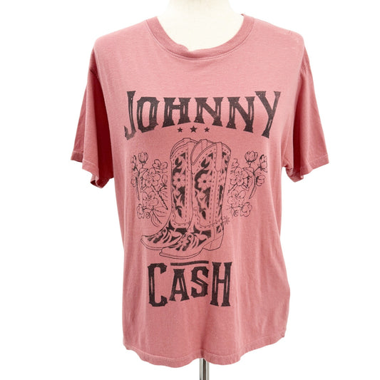 Daydreamer for Free People dark rose Johnny Cash tee T-shirt women's SMALL top