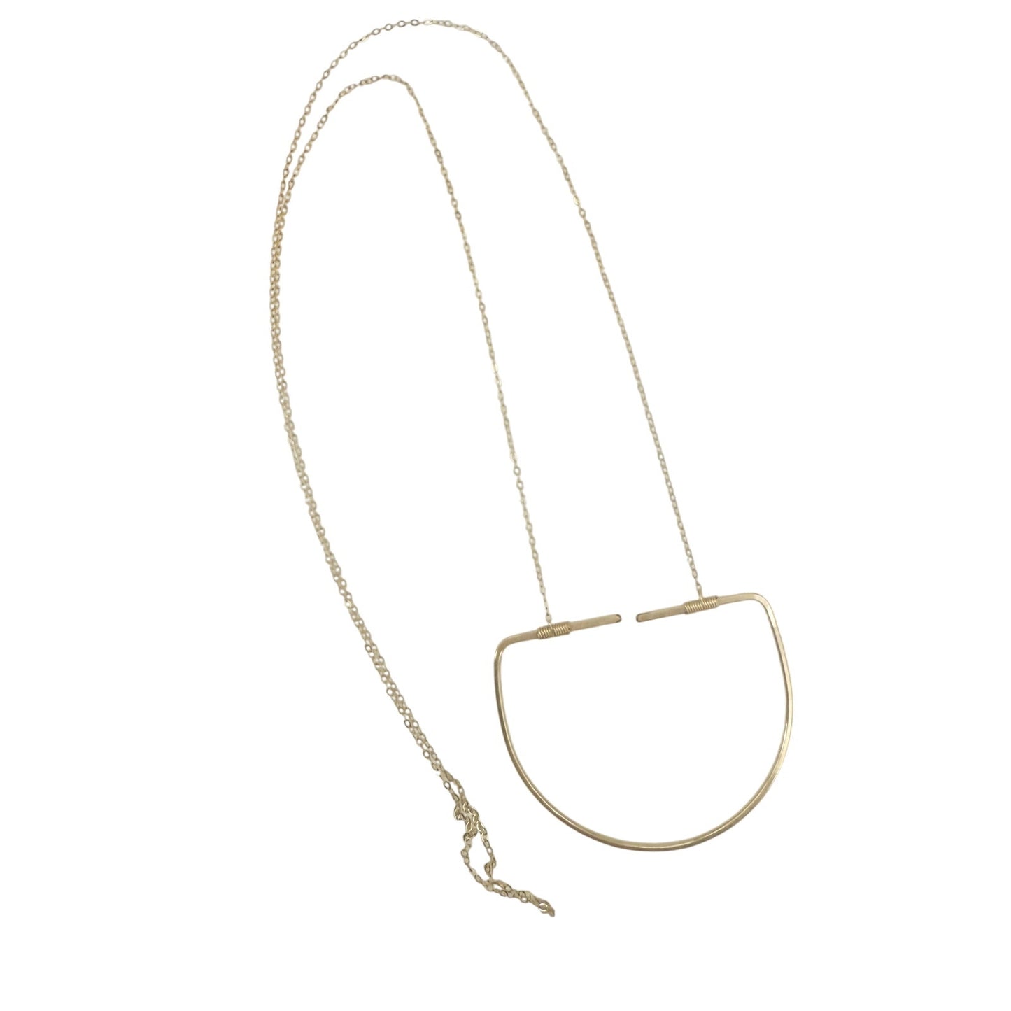 Anthropologie gold long dainty chain Half Moon Pendant Necklace fashion jewelry