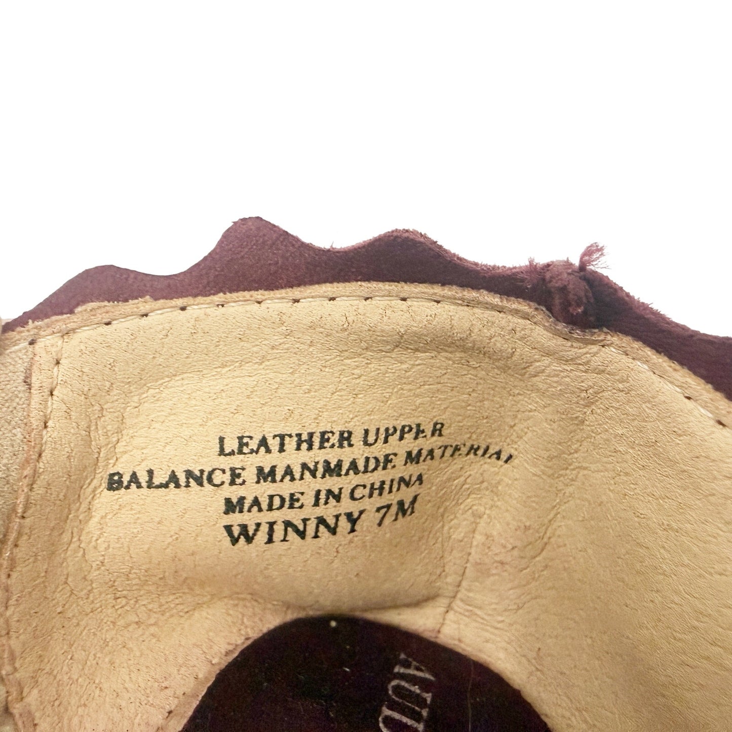 Audrey Brooke burgundy Winny Ballet Flats size 7M shoes suede leather scalloped