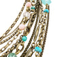 Stephen Dweck multi-12 strand pink & blue Beaded Statement Necklace bronze metal