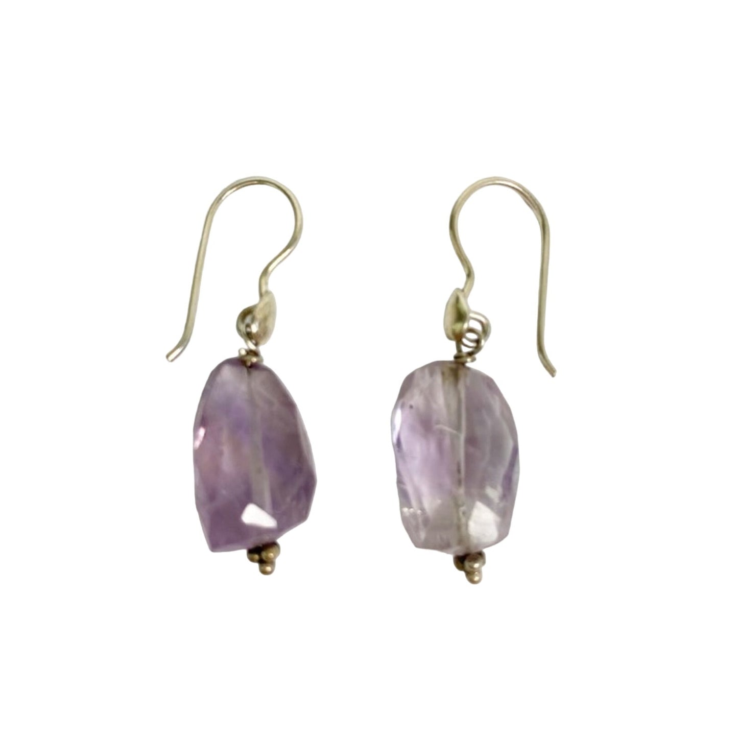 1.5" long dangling pale purple lavender stone EARRINGS fashion jewelry