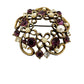 vintage gold purple faux pearls rhinestones flower BROOCH floral jewelry pin