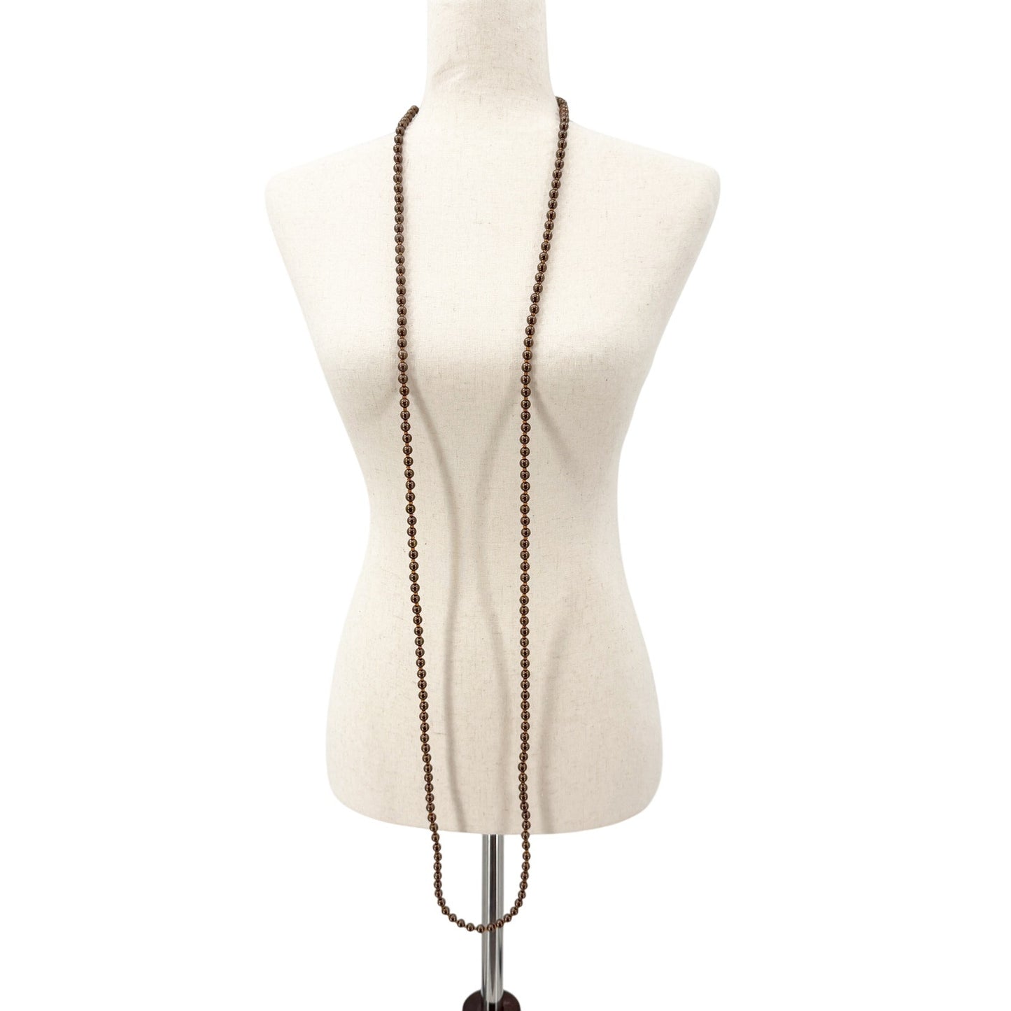 vintage long strand brown & orange beads Beaded Necklace costume jewelry