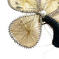 vintage black cream & metallic gold threads Butterfly BROOCH jewelry pin