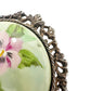 vintage pink blue pansy flowers metal cameo BROOCH pendant floral jewelry pin