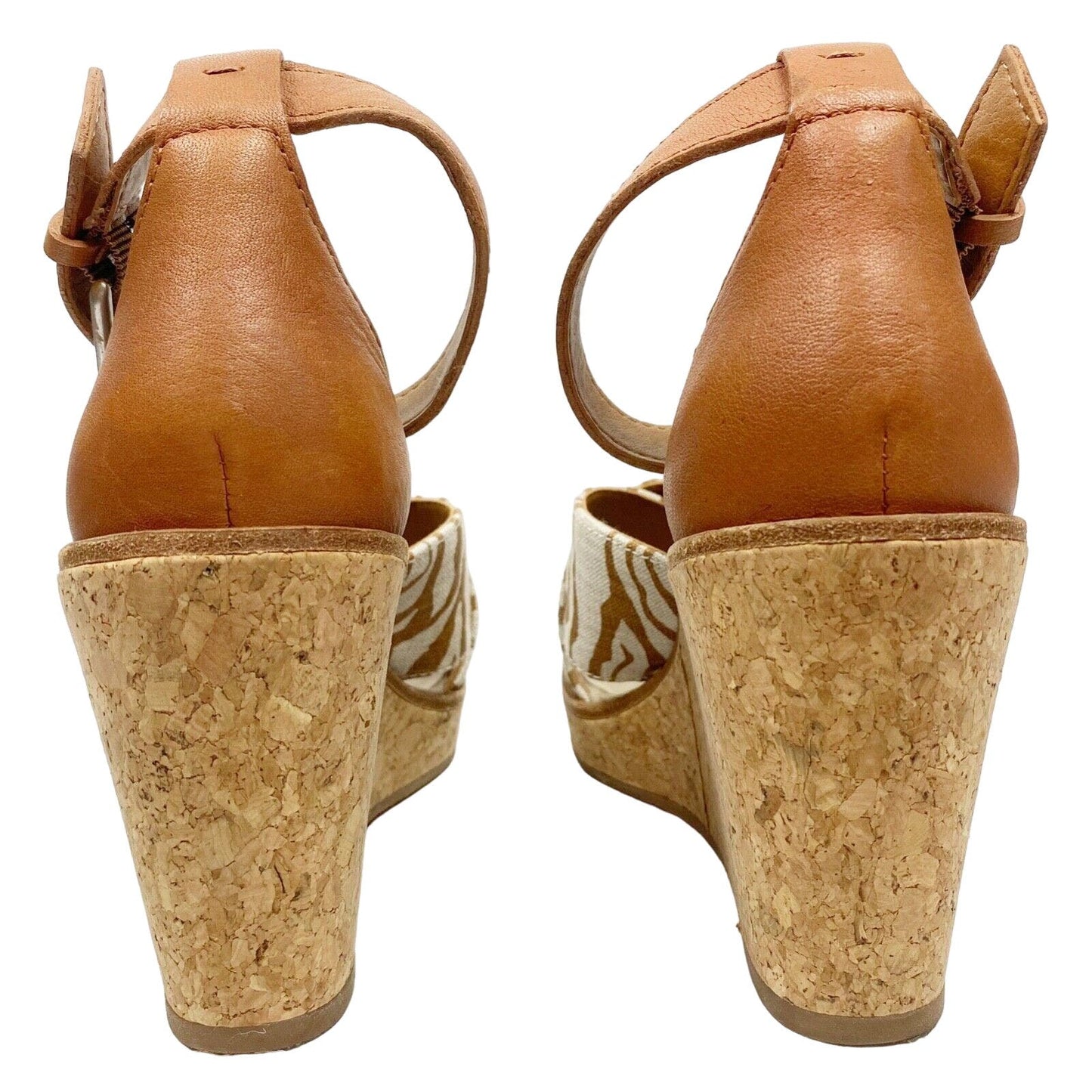 Dolce Vita Urbane tan & natural cork wedge heels SHOES size 7 fabric & leather
