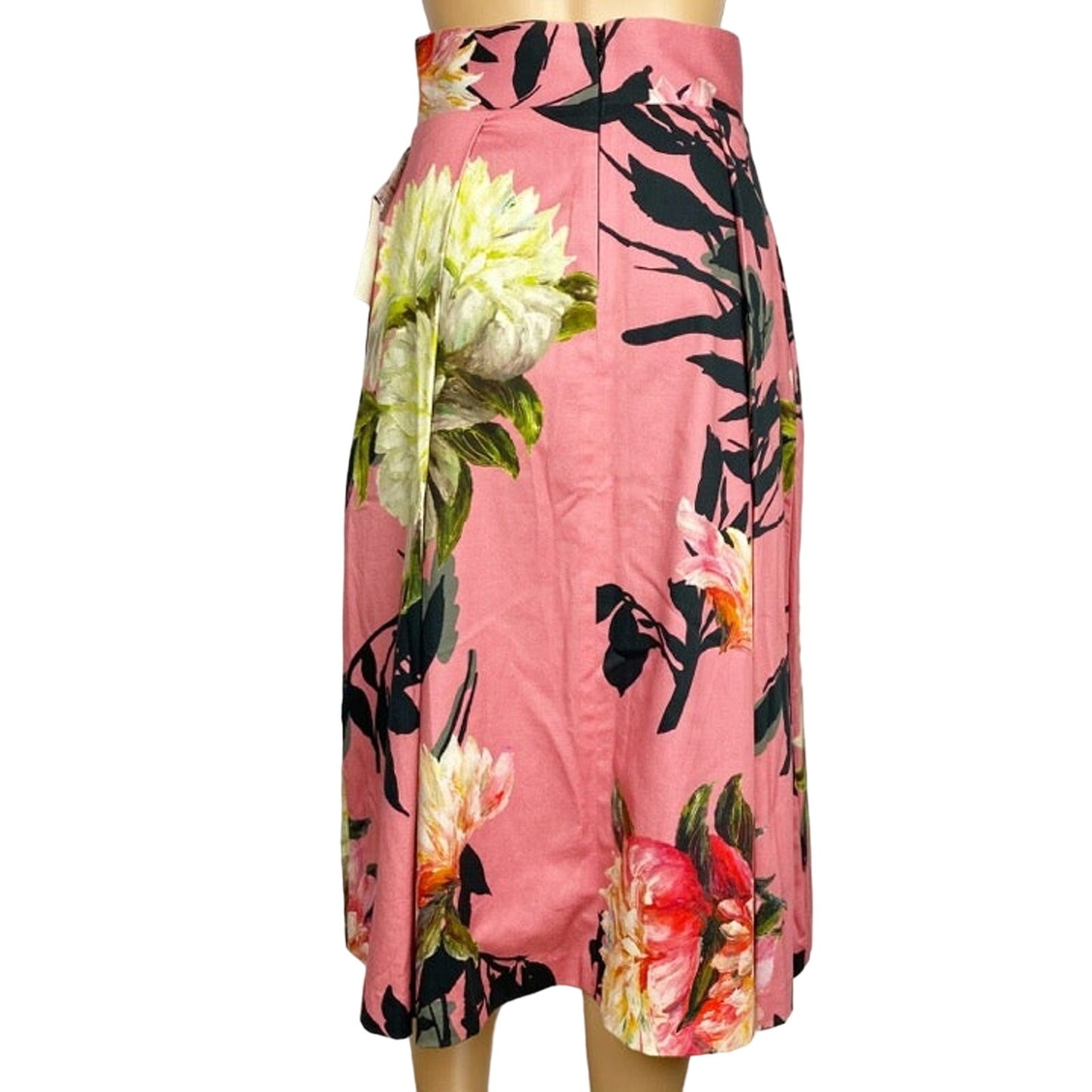 BLACK HALO pink floral Sanibel Coral midi SKIRT size 4 new $200