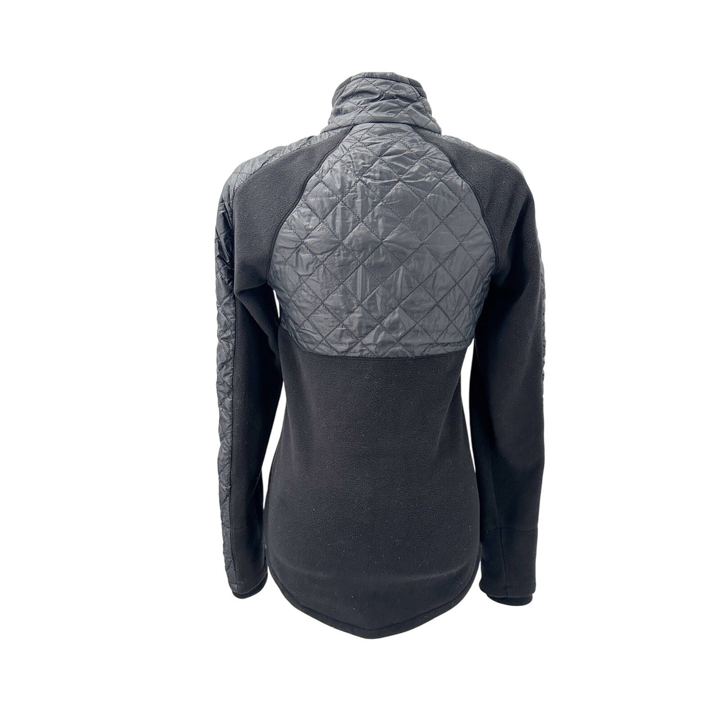 Athleta black fleece & quilted nylon 1/4 zip Pullover Top womens XS outerwear