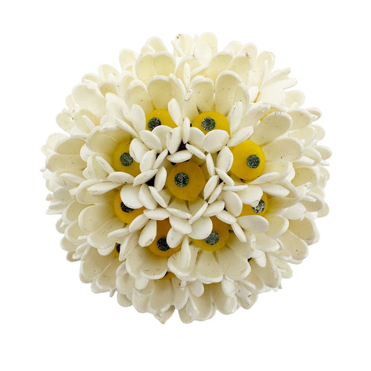 vintage white flowers bunch yellow center BROOCH floral jewelry pin West Germany
