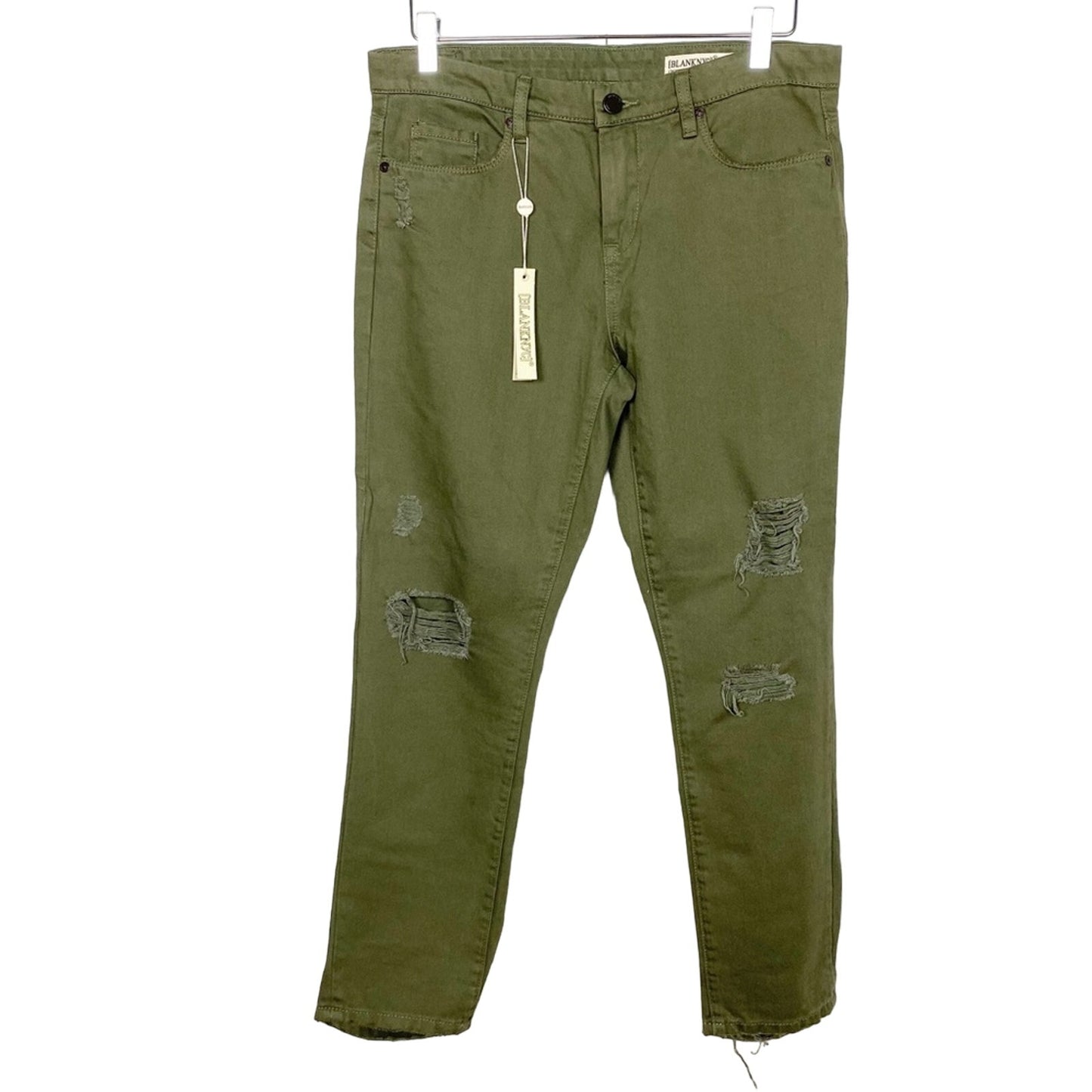 Blank NYC olive green Cropped Girlfriend distressed Pants jeans 28 women's NEW