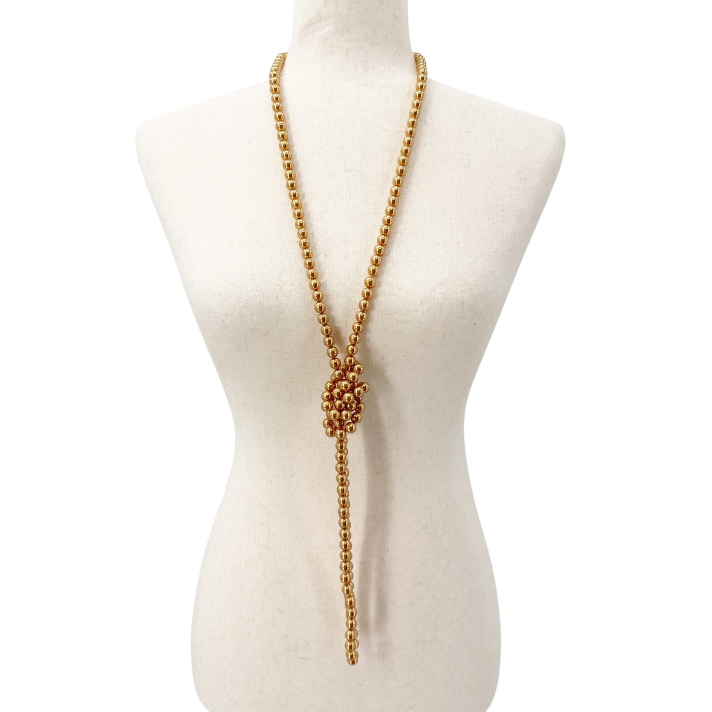 vintage long strand gold beads Beaded Necklace costume jewelry