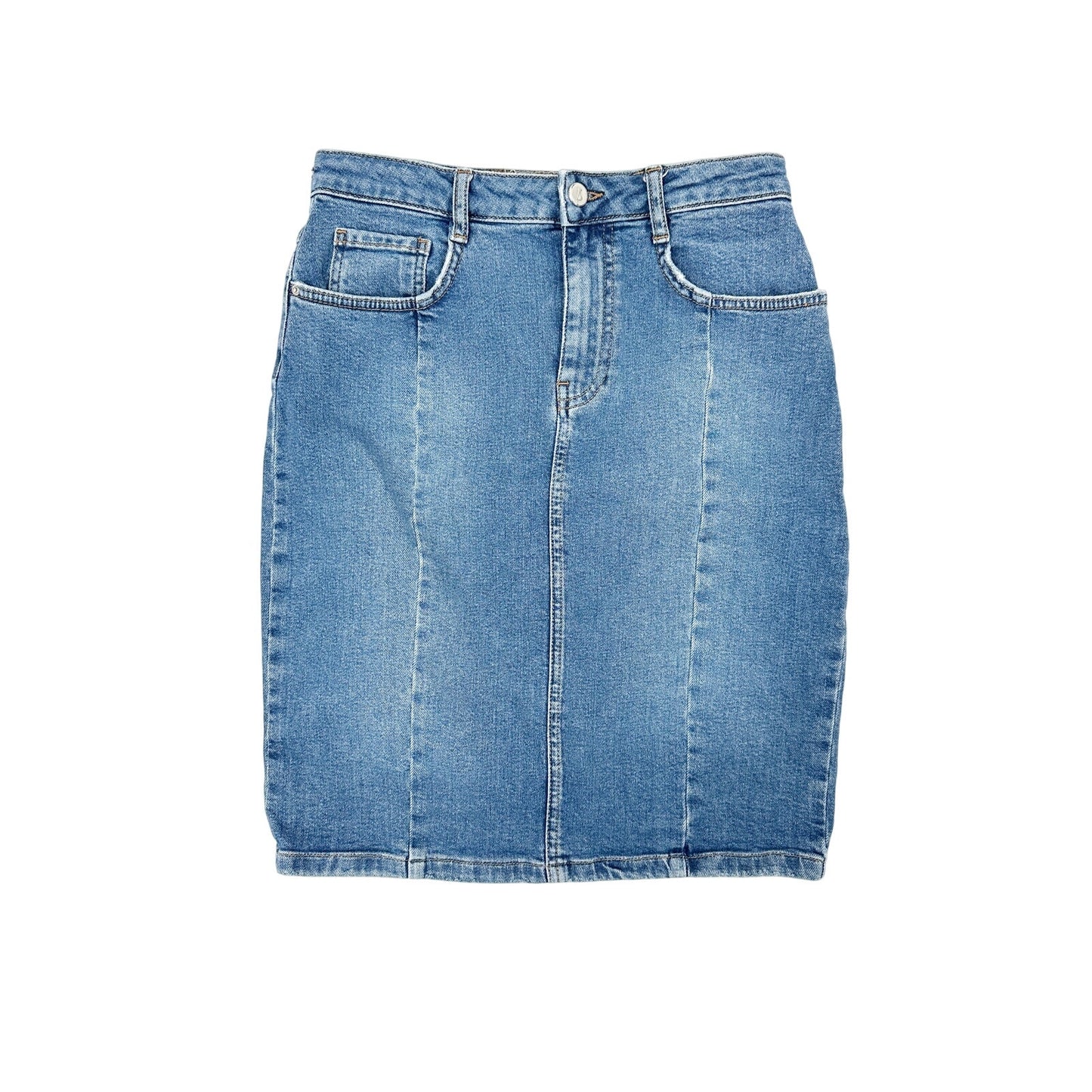 Anthropologie Pilcro and The Letterpress blue denim Pencil skirt womens 4 small