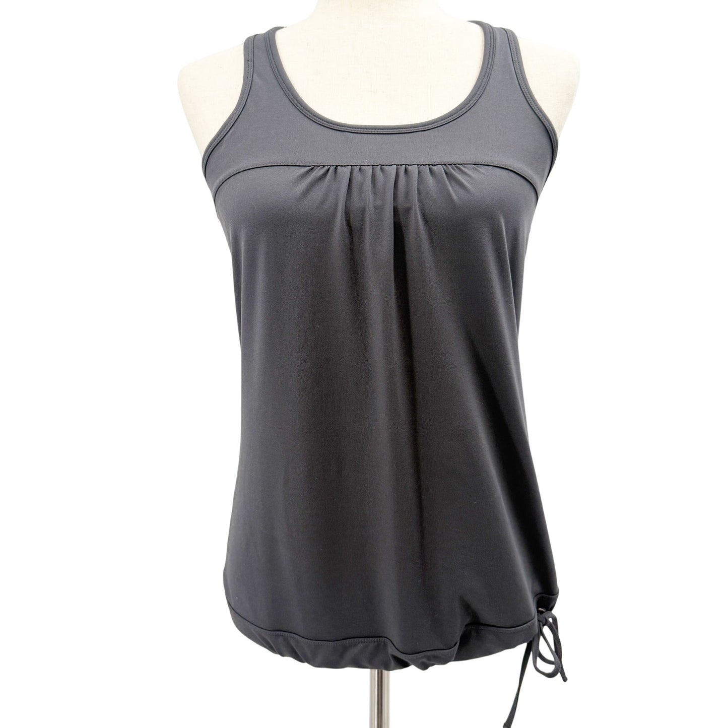 Athleta dark gray Tank Top women's SMALL drawstring waist athleisure workout