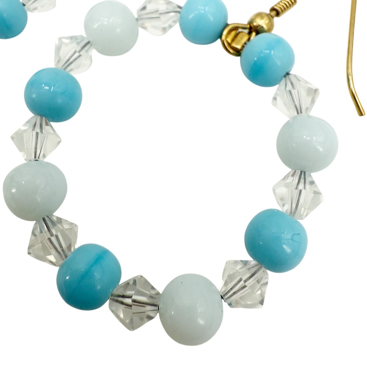 handmade blue & clear beads loop beaded Earrings jewelry new