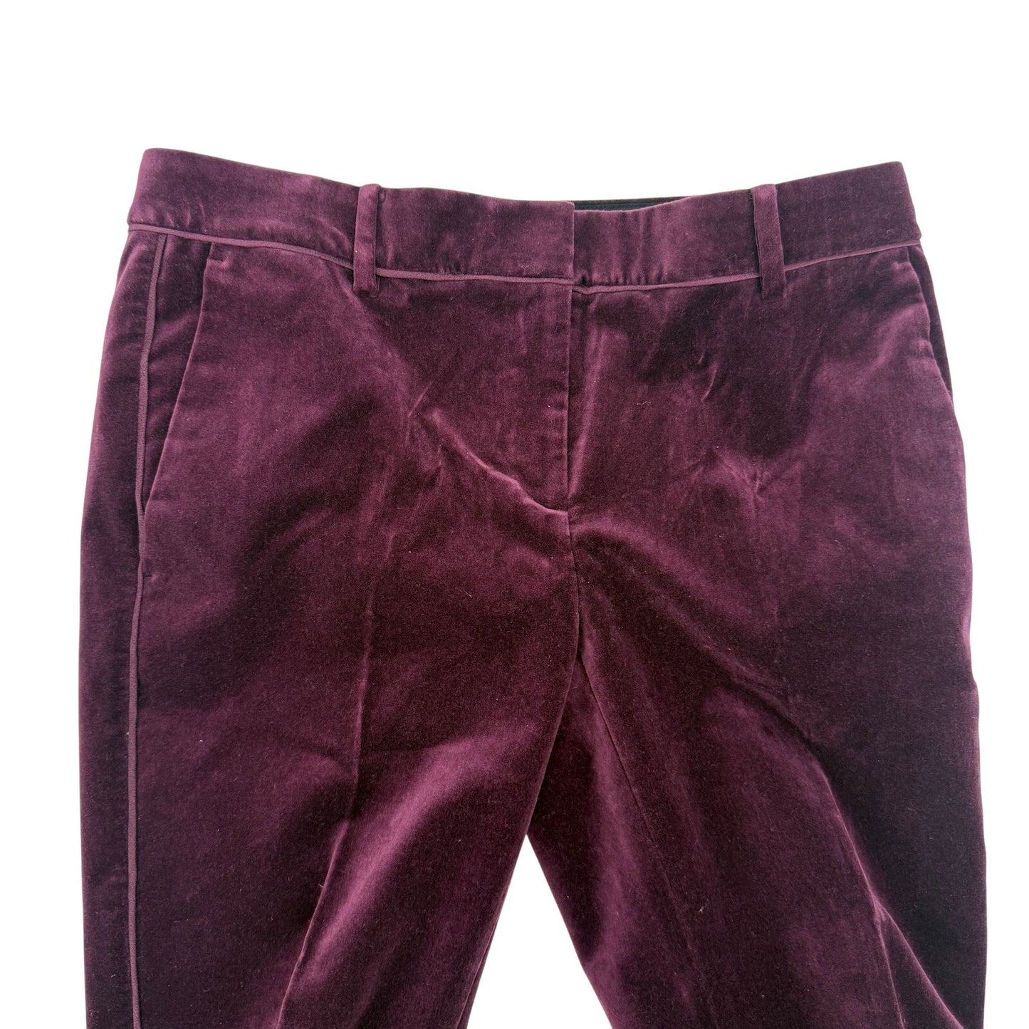 Ann Taylor dark plum Velvet Trousers Pants women's 2 small Devin Fit dressy