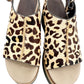 Naked Feet leopard print Geo Sandals women's 6.5 platform shoes calf hair heels
