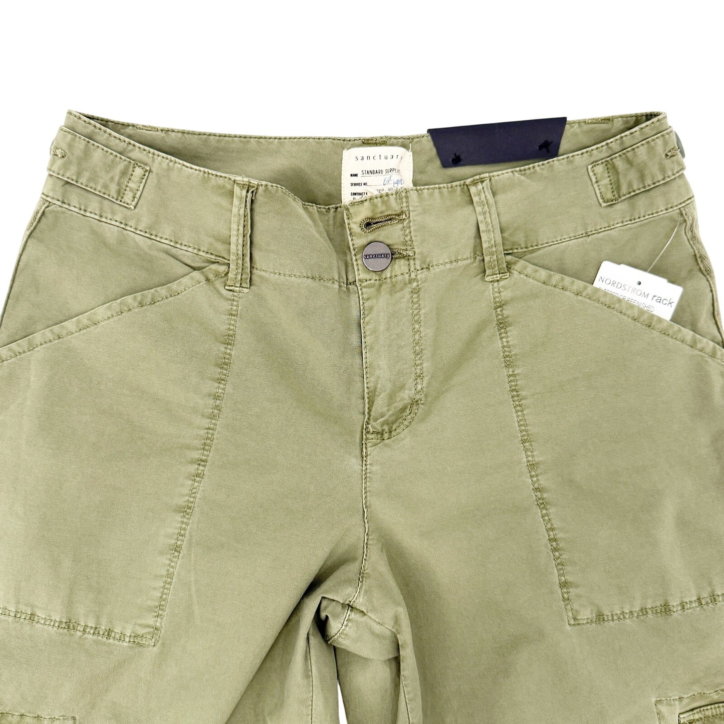 Sanctuary olive green Crop Pants cargo pockets women's size 26 small NEW