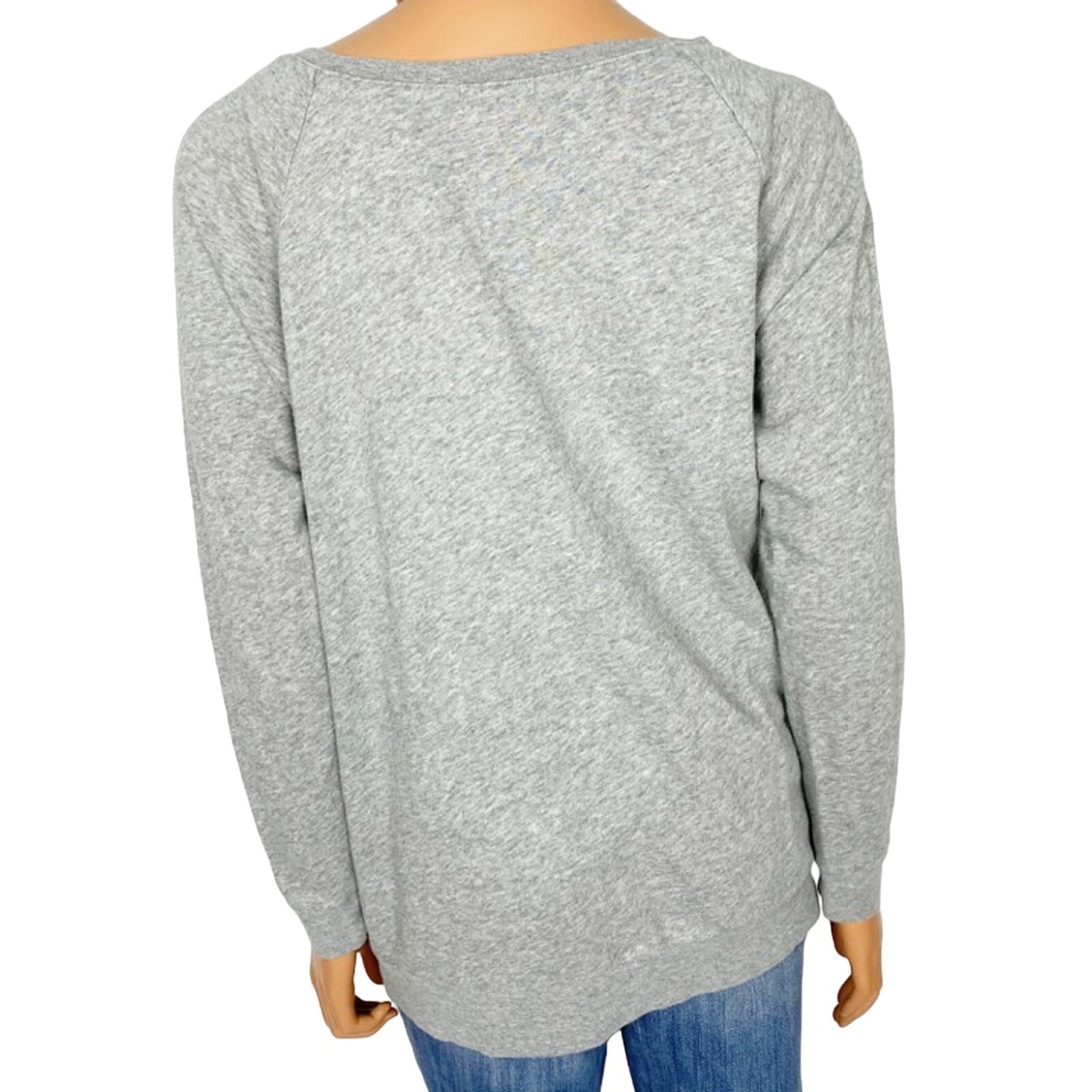 LEITH gray sweatshirt long TOP size XS extra small shoulder side zipper details