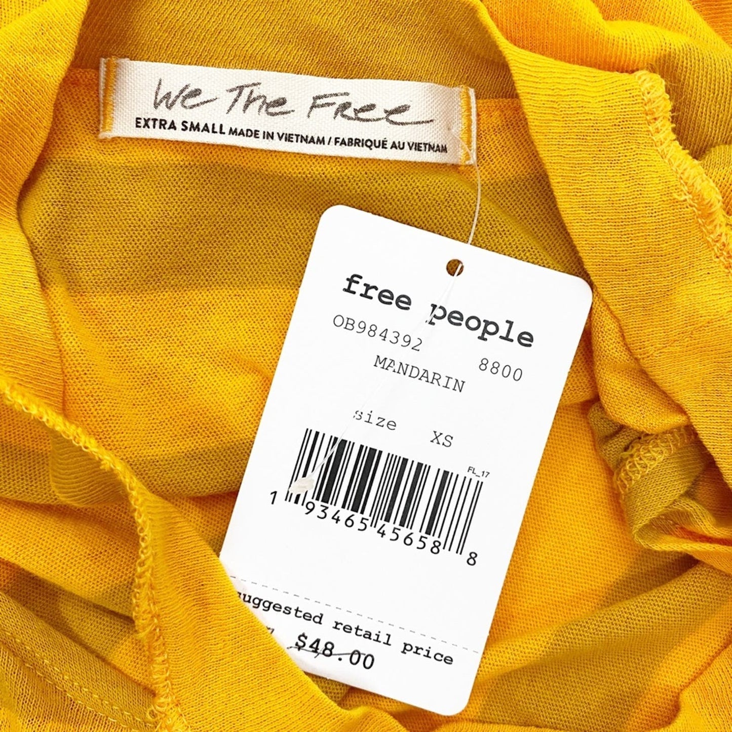 We the Free People mandarin orange The Twist striped Tank top XS shirt NEW $48