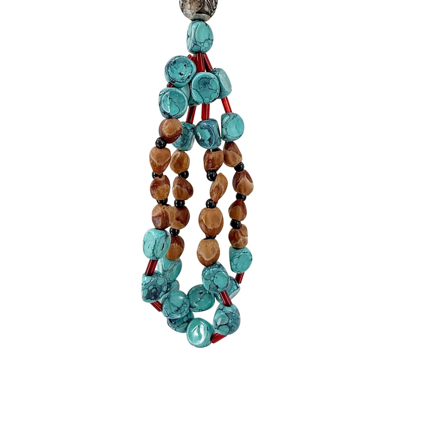 brown blue red black Beaded Tassel Necklace leather strap fashion jewelry