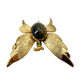 vintage gold & brown stone body Butterfly BROOCH insect jewelry pin green gems