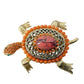 vintage orange gold pink Turtle BROOCH costume jewelry pin green rhinestone eyes