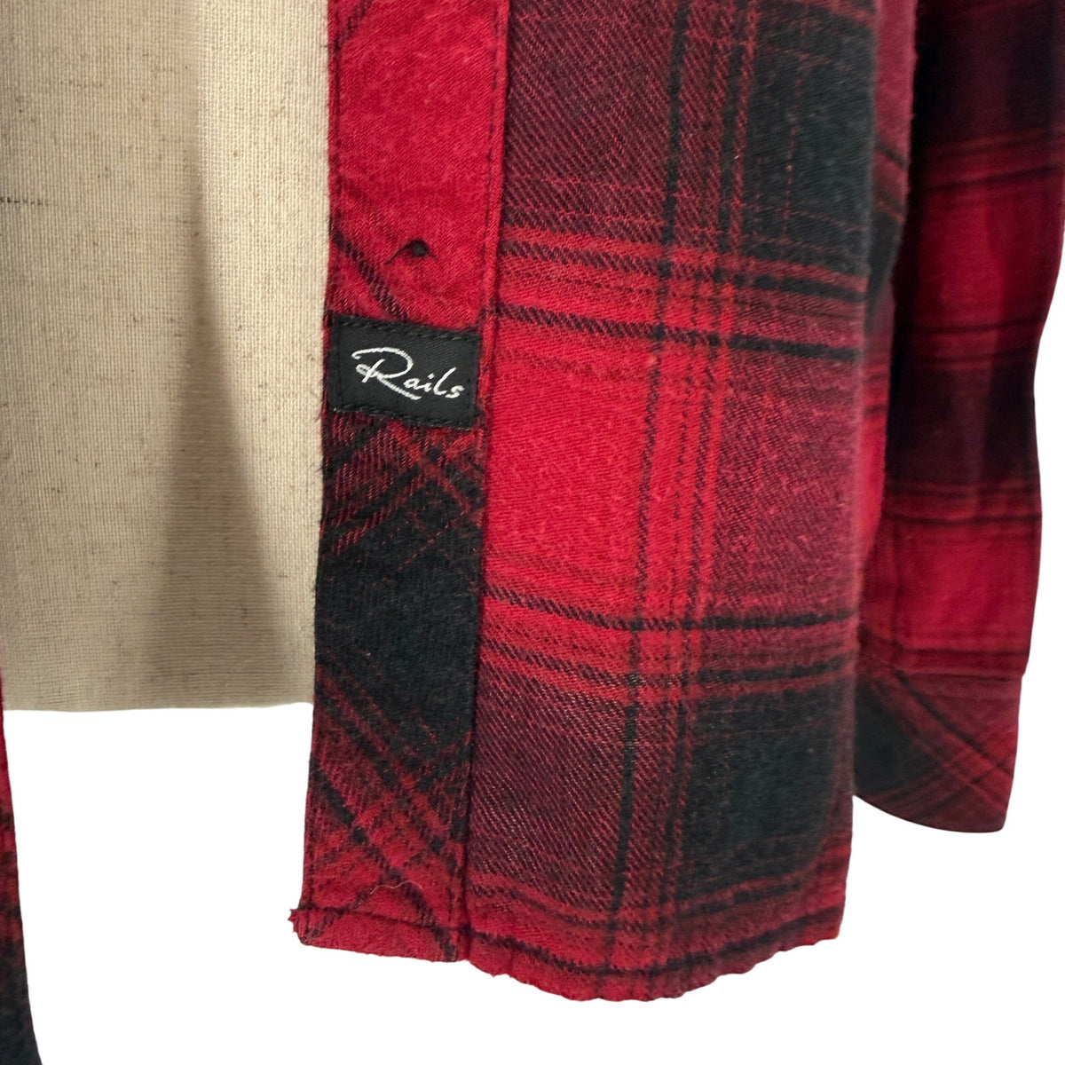 Rails red & black plaid Flannel button down Shirt women's SMALL