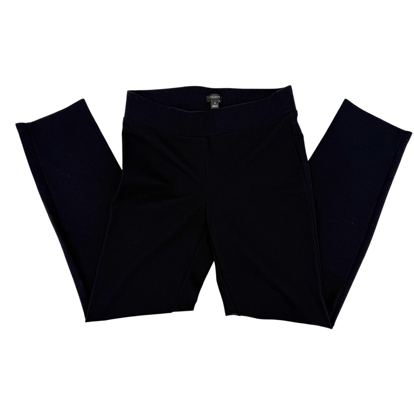 Ann Taylor Factory black knit Pants women's XS straight leg pull on leggings