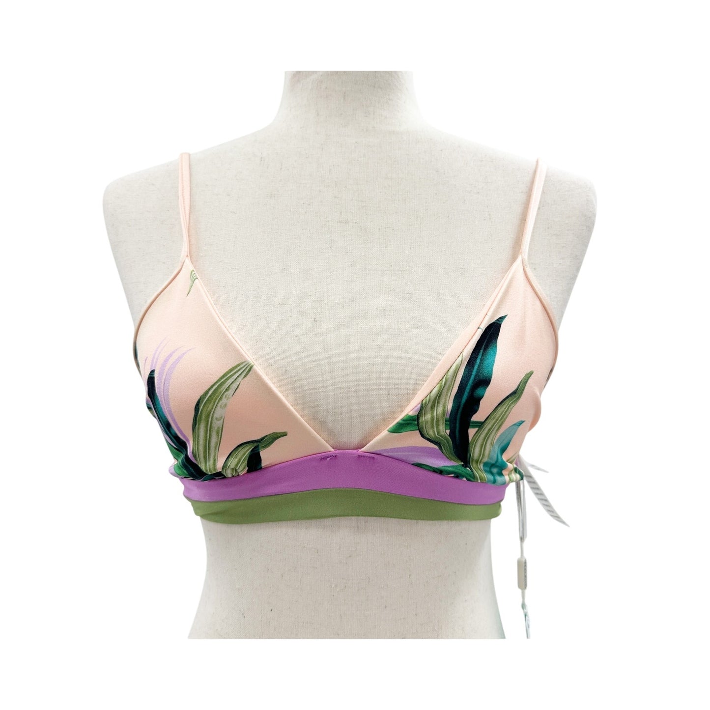 Seafolly peach purple green Las Palmas Bikini swim Top Fixed Tri Bra US size 4