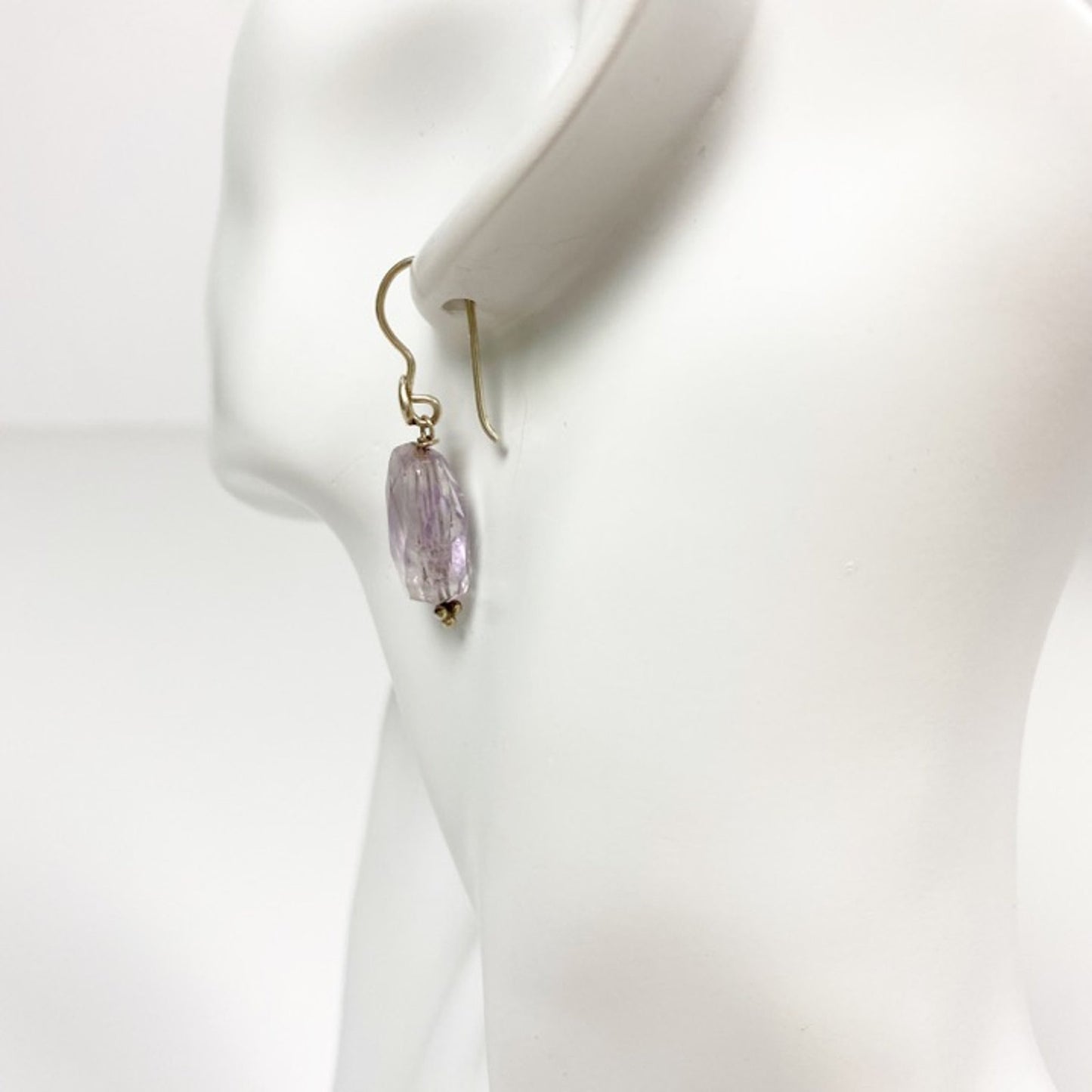 1.5" long dangling pale purple lavender stone EARRINGS fashion jewelry