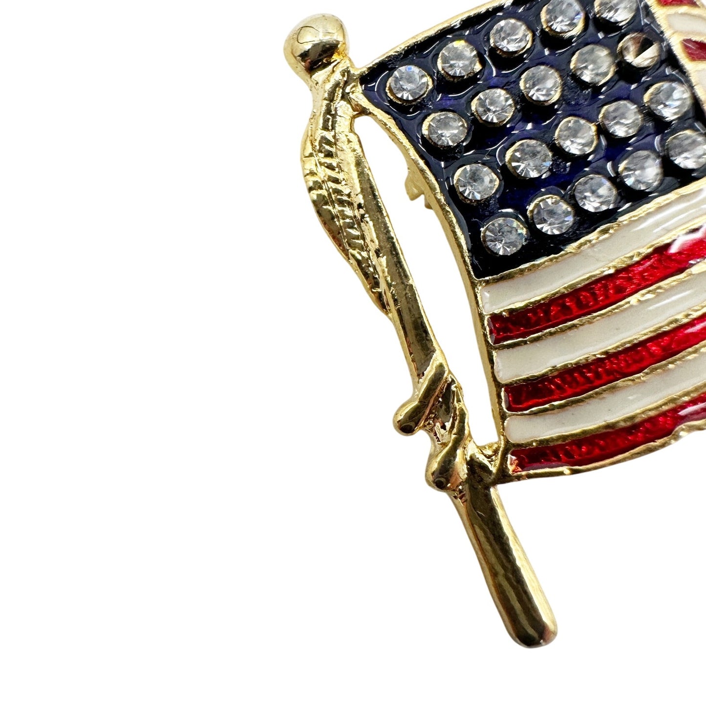 vintage American Flag rhinestones & enamel BROOCH patriotic jewelry pin red blue