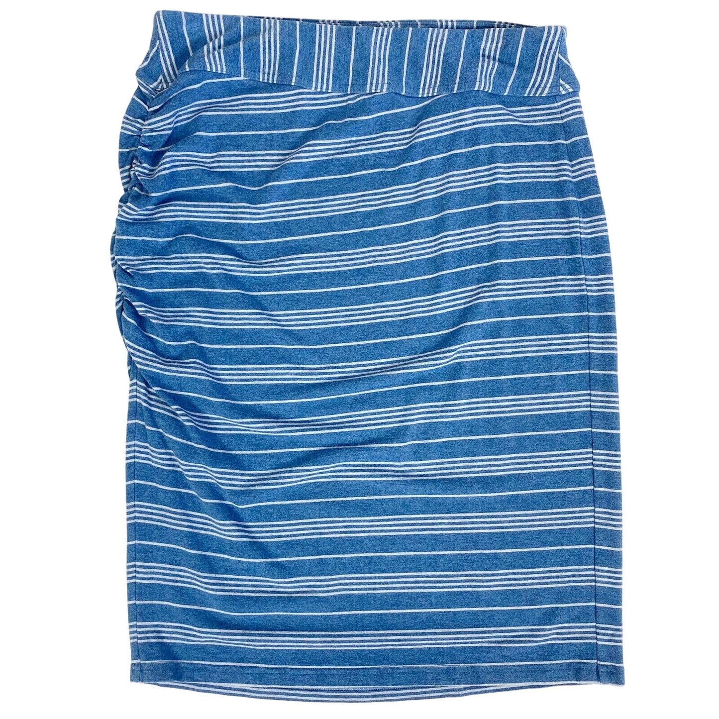 Athleta blue & gray stripes straight pencil SKIRT size S small ruched side