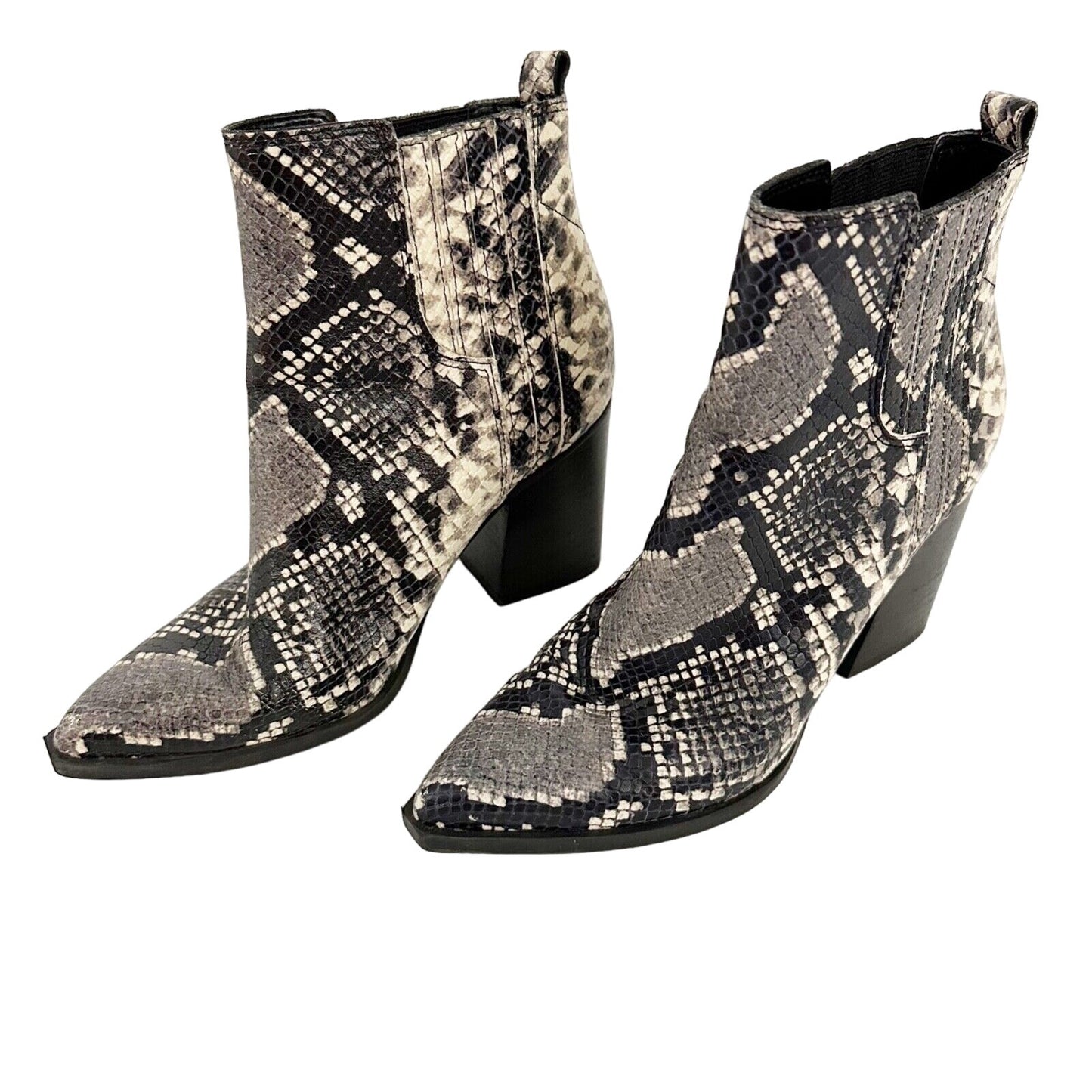Marc Fisher Oshay Pointed Toe Bootie black gray snakeskin Ankle BOOTS shoes 6 M