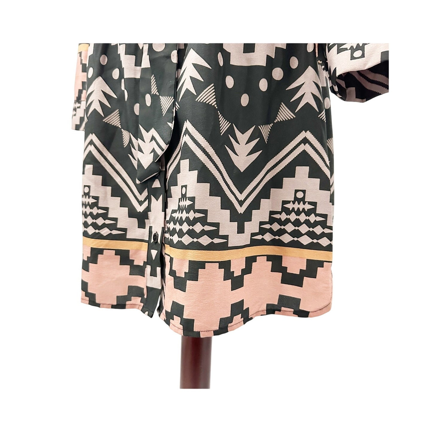 Collective Concepts black gray pink Shirt Dress geometric women's SMALL tie belt