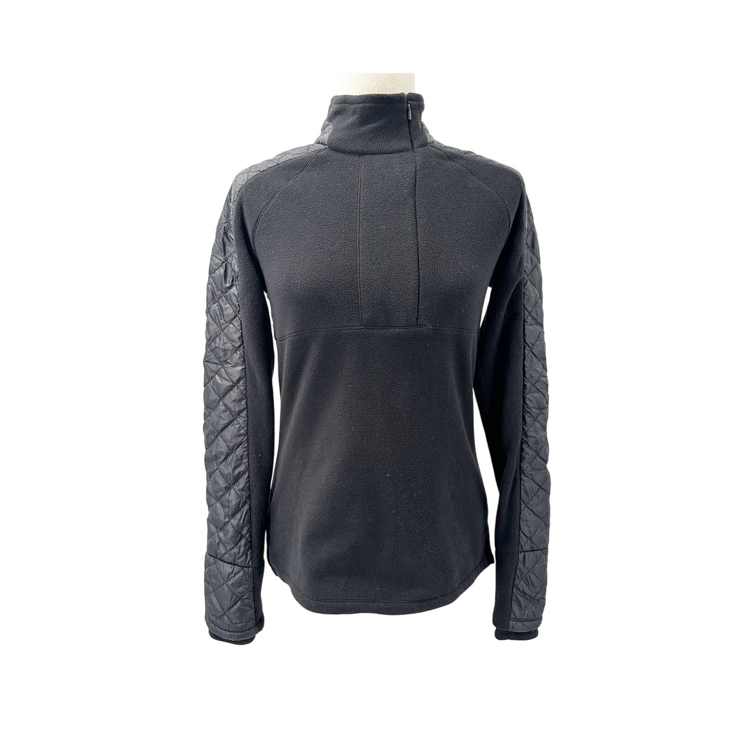 Athleta black fleece & quilted nylon 1/4 zip Pullover Top womens XS outerwear