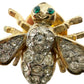 vintage rhinestones & gold tone metal Bee Lapel Pin insect jewelry Ballou Reg'd