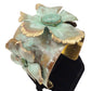 Verdigris Patina solid brass floral wide 2" Cuff Bracelet genuine stones jewelry