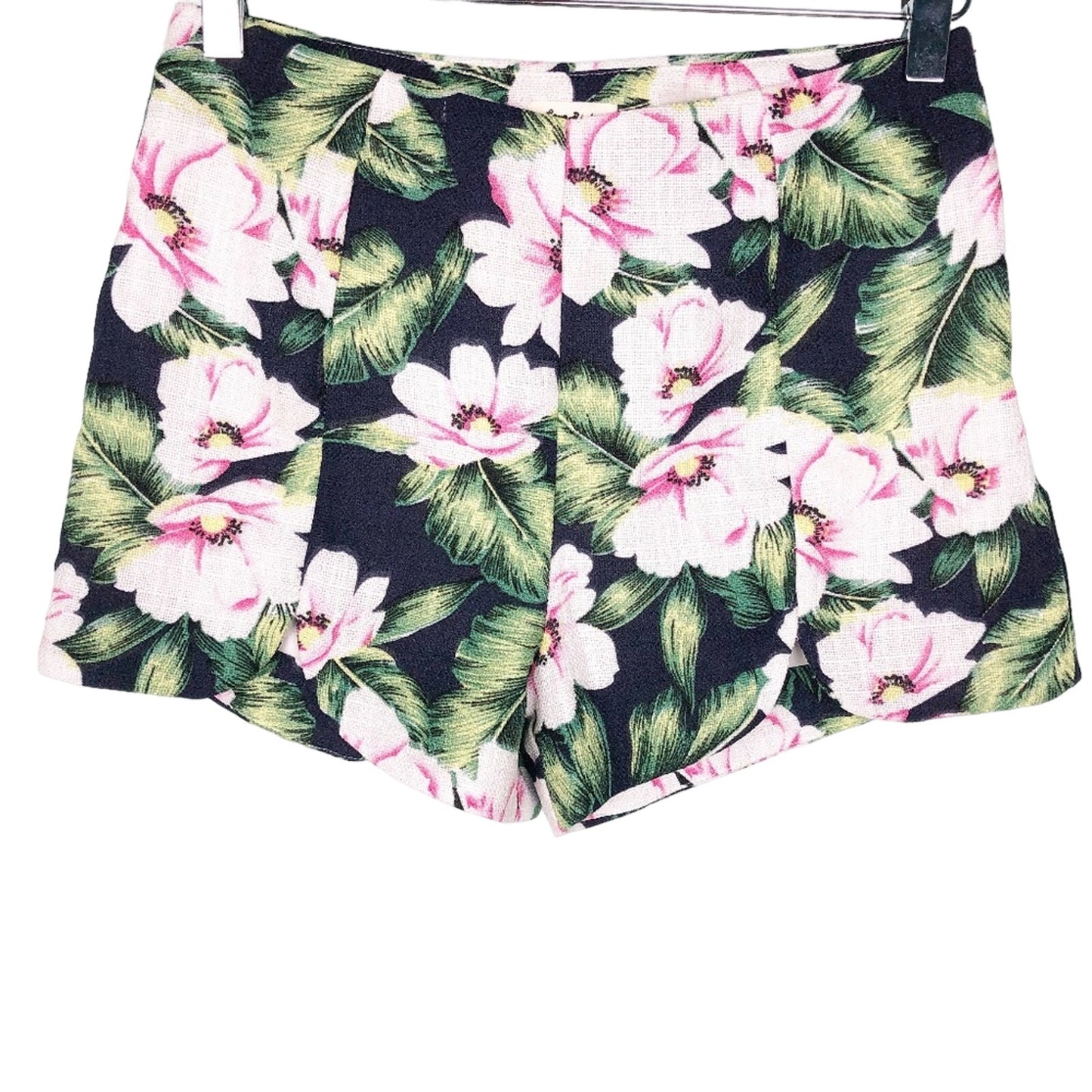 Francesca's Love Riche hibiscus floral SHORTS size SMALL navy white green pink