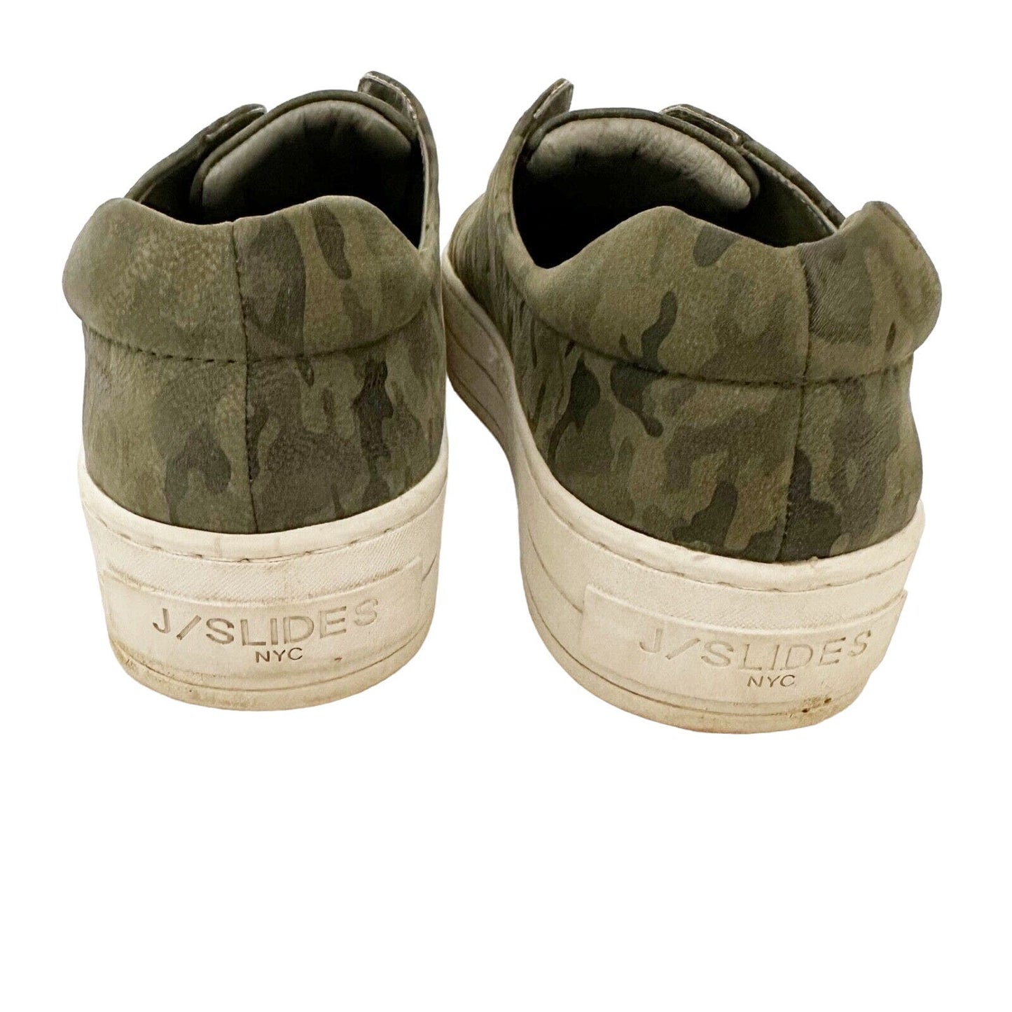 J/Slides NYC green camo leather Heidi platform sneakers shoes size 6